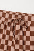 High Waist Wide Leg Checkered Pull On Casual Pants